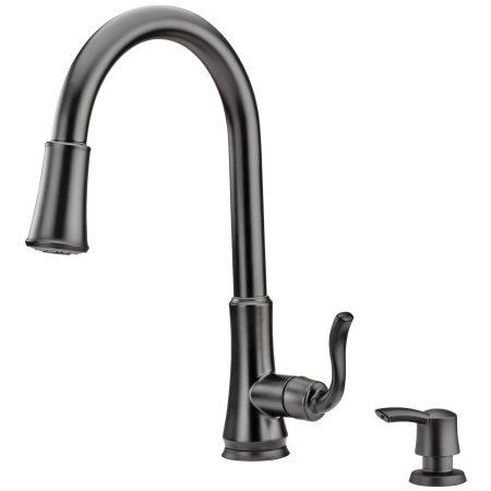 Pfister Cagney Single Handle High Arc Pull Down Kitchen Faucet, Black