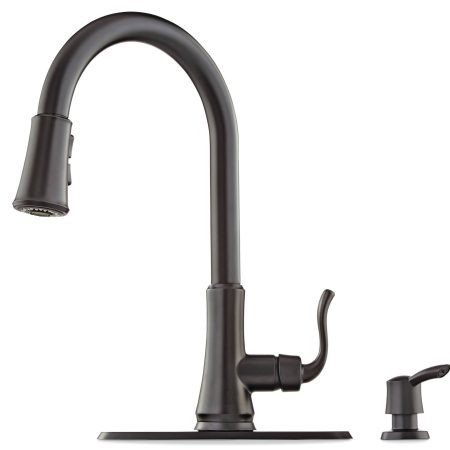 Pfister Cagney Single Handle High Arc Pull Down Kitchen Faucet, Black