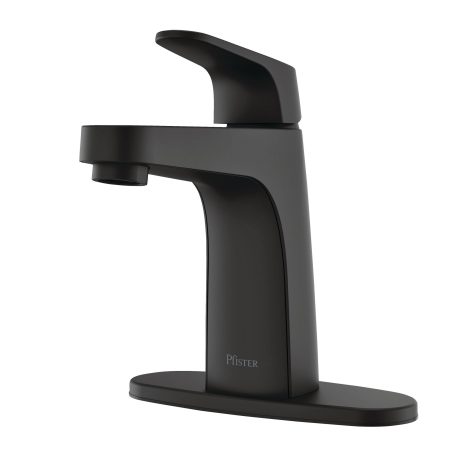 Pfister Matlock Single Handle High Arc Single Hole 4-in Centerset Bathroom Sink Faucet, Push & Seal™ Drain, Matte Black