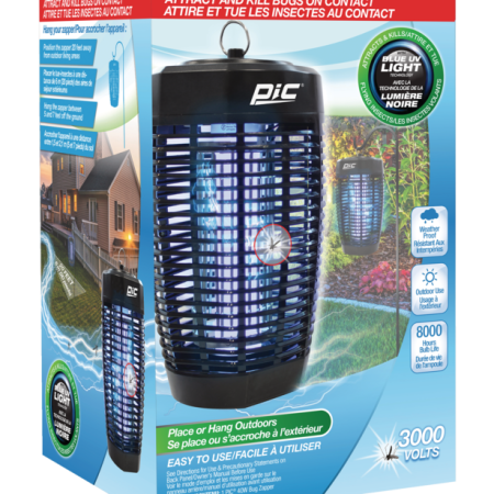 PIC 40W 3000V Hanging Bug Zapper, Weather-Proof UV Blue Light Hanging Mosquito Lantern