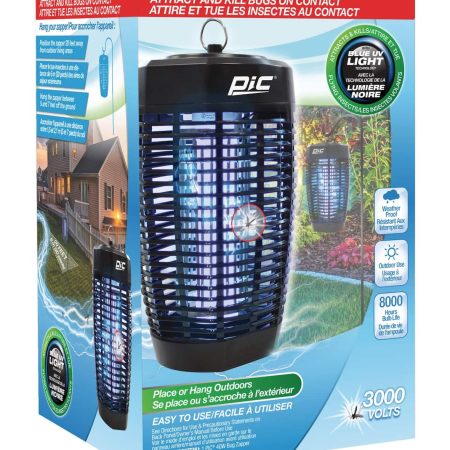 PIC 40W 3000V Hanging Bug Zapper, Weather-Proof UV Blue Light Hanging Mosquito Lantern