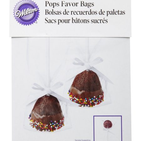 Wilton Rectangle Cello Cake Pop Single Treat Bag Kit with Ribbons, Clear, 7-in, 12-pk, for Birthday Party