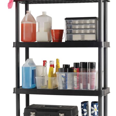 TuffStore® 4-Shelf Resin/PlasticStorage Rack / Shelving Unit, 36 x 14 x 54.5-in