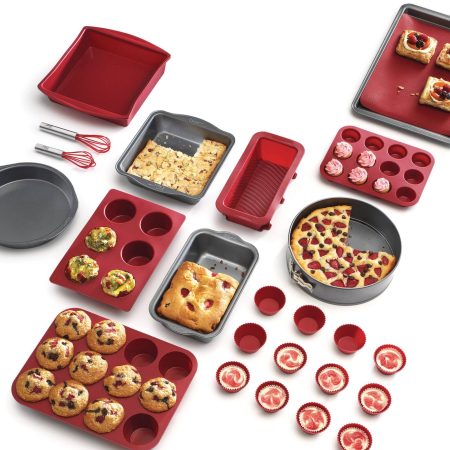 MASTER Chef Silicone Non-Stick Baking Cups, Red, 12-pk