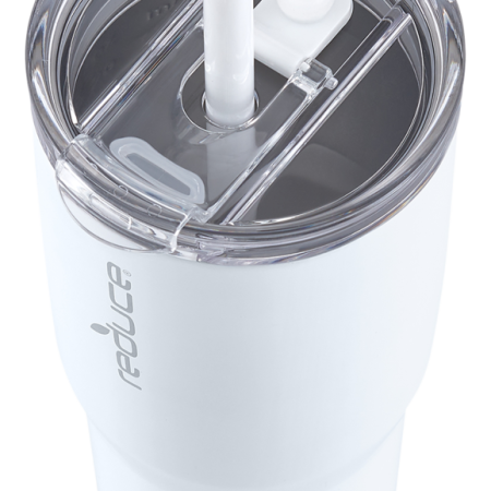 Reduce Insulated Stainless Steel Tumbler with 3-1 Lid with Straw, 709-mL White