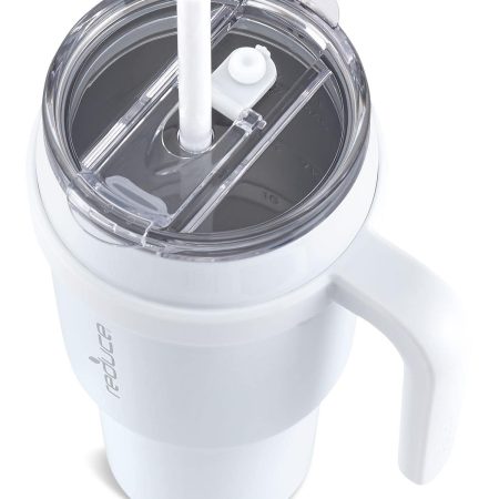 Reduce Insulated Stainless Steel Tumbler with 3-1 Lid with Straw, 1.1-L, White