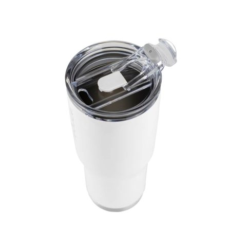 Reduce Insulated Stainless Steel Tumbler with 3-1 Lid with Straw, 709-mL White