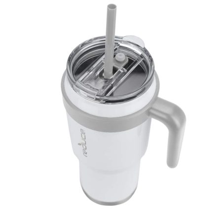 Reduce Insulated Stainless Steel Tumbler with 3-1 Lid with Straw, 1.1-L, White