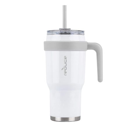 Reduce Insulated Stainless Steel Tumbler with 3-1 Lid with Straw, 1.1-L, White