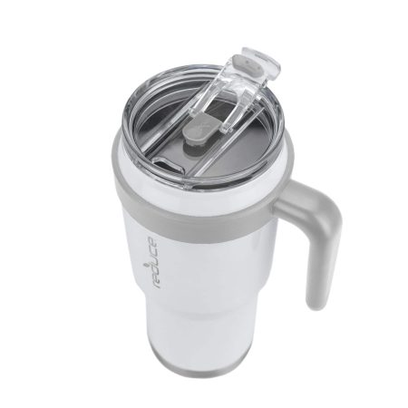 Reduce Insulated Stainless Steel Tumbler with 3-1 Lid with Straw, 1.1-L, White