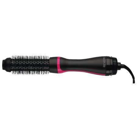 Revlon One-Step Root Booster Hot Air Dryer Round Hair Brush & Volumizer, Black/Pink, 1.5-in