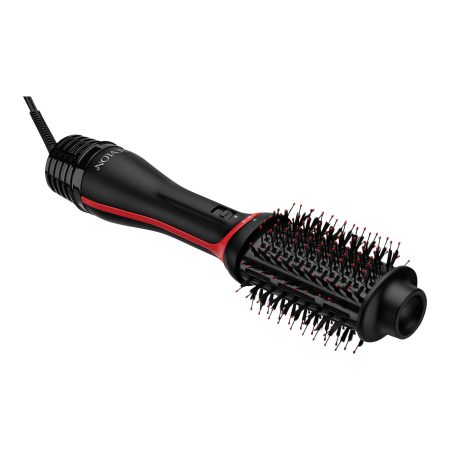 Revlon One-Step Plus Ceramic Hot Air Dryer Round Hair Brush & Volumizer, Black/Red, 2.4-in