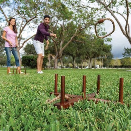 Rec-Tek Wooden Ring Toss Party Game, Includes 10 Rings & Carry Bag