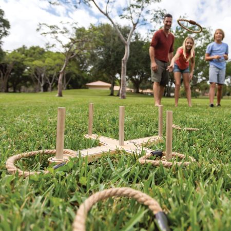 Rec-Tek Wooden Ring Toss Party Game, Includes 10 Rings & Carry Bag