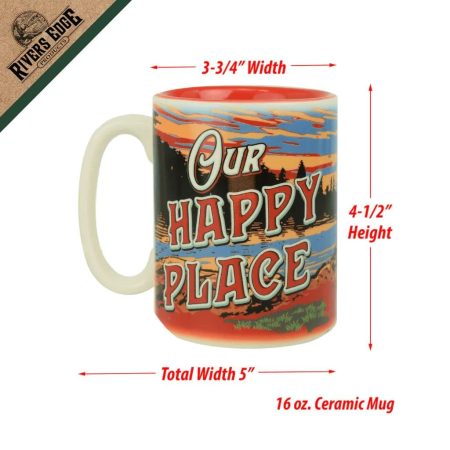 RIVERS EDGE Our Happy Place Ceramic Mug, 16-oz