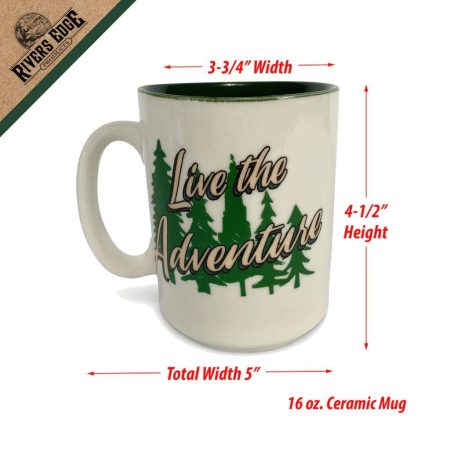 RIVERS EDGE Live the Adventure Ceramic Mug, 16-oz