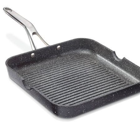 Heritage The Rock Original Grill Pan, Dishwasher & Oven Safe, Black, 27 x 27 x 4.5 cm