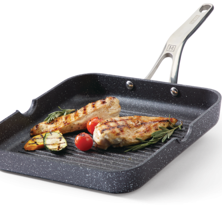 Heritage The Rock Original Grill Pan, Dishwasher & Oven Safe, Black, 27 x 27 x 4.5 cm