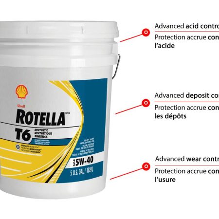 Rotella T6 Synthetic 5W40 Diesel Oil, 18.9-L