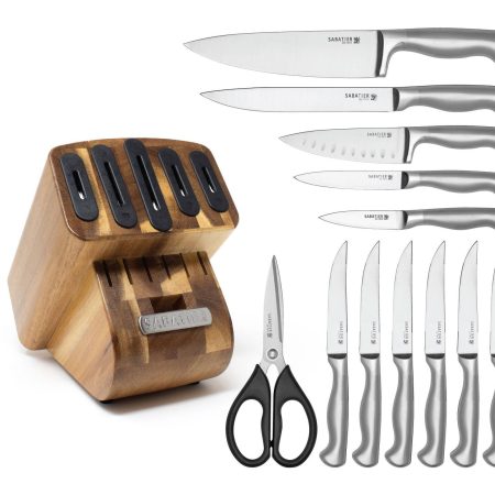 Sabatier Stainless Steel Knife Block Set with Edgekeeper, 13-pc