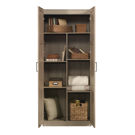 Sauder 2-Door Storage Cabinet With Adjustable Shelves, Oak Finish