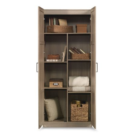 Sauder 2-Door Storage Cabinet With Adjustable Shelves, Oak Finish