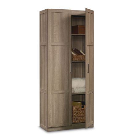 Sauder 2-Door Storage Cabinet With Adjustable Shelves, Oak Finish