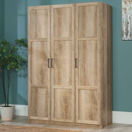 Sauder 3 Door Wardrobe, Shaker Oak