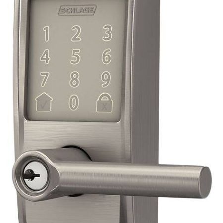 Schlage Encode Smart WiFi Latitude Lever with Century Trim, Rated AAA Security, Satin Nickel