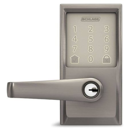 Schlage Encode Smart WiFi Latitude Lever with Century Trim, Rated AAA Security, Satin Nickel