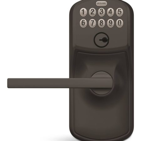 Schlage Plymouth Electronic Keypad with Latitude Lever, Rated AAA Security, Matte Black