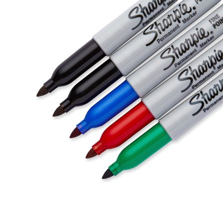 Sharpie Permanent Markers, Fine Point, Assorted Colours, 5 Count