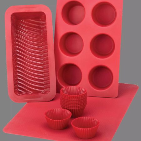 MASTER Chef Silicone Non-Stick Baking Cups, Red, 12-pk