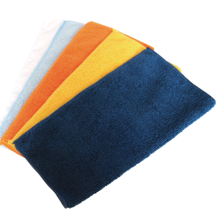 SIMONIZ Microfibre Edged Towels, 12 x 12-in, Blue, White, Orange, Yellow, 36-pk