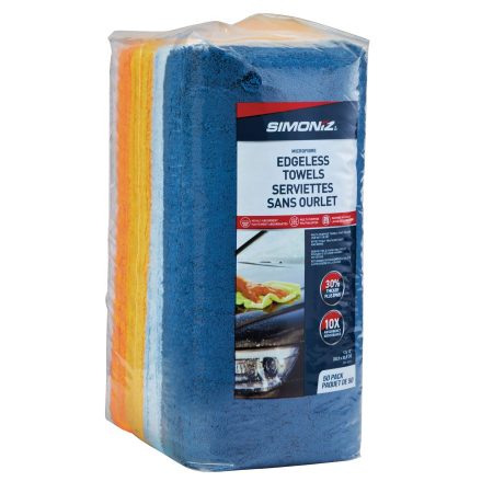 SIMONIZ Microfibre Multi-Purpose Edgeless Towels, 12 x 12-in, Multi-colour, 50-pk