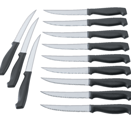 Simplicité Stainless Steel Laser Steak Knife Set, Dishwasher Safe, 12-pc