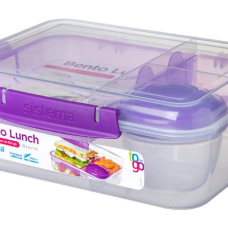 Sistema To Go™ Bento Lunch Box Plastic Food Storage Container, 1.65 L (55.7 oz), Colour May Vary