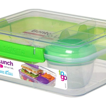 Sistema To Go™ Bento Lunch Box Plastic Food Storage Container, 1.65 L (55.7 oz), Colour May Vary