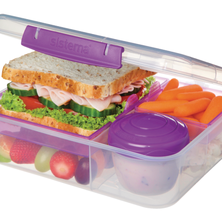 Sistema To Go™ Bento Lunch Box Plastic Food Storage Container, 1.65 L (55.7 oz), Colour May Vary