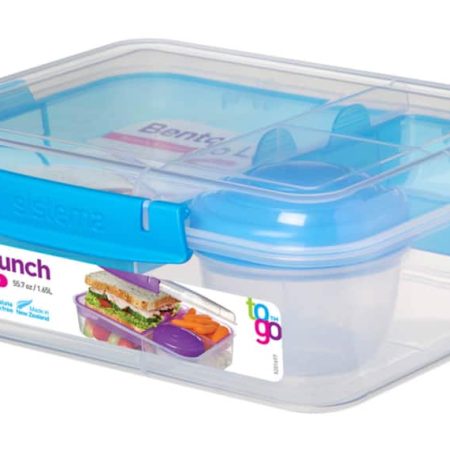 Sistema To Go™ Bento Lunch Box Plastic Food Storage Container, 1.65 L (55.7 oz), Colour May Vary