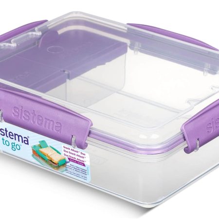 Sistema Snack Attack Duo To Go™ Plastic Food Storage Container, Fridge & Freezer Safe, 975-mL