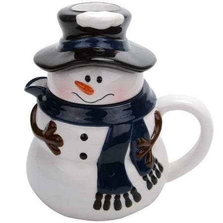 Snowman Carafe Hot Chocolate Maker w/ Mixer, Microwave Safe