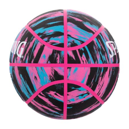 Spalding Marble Series Outdoor Rubber Basketball, Size 6 (28.5), Black/Pink