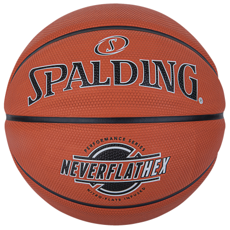 Spalding Neverflat Hexagrip Indoor/Outdoor Rubber Basketball, Official Size 7 (29.5-in)