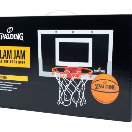 Spalding Slam Jam Indoor Over-The-Door Mounting Mini Basketball Hoop & Net w/ Ball