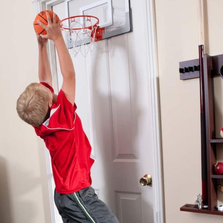 Spalding Slam Jam Indoor Over-The-Door Mounting Mini Basketball Hoop & Net w/ Ball