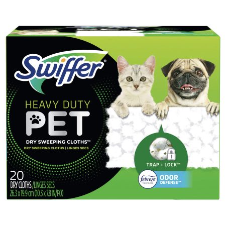 Swiffer Sweeper Pet Heavy Duty Dry Multi-Surface Cloth Refills, Febreze Freshness, 20 count