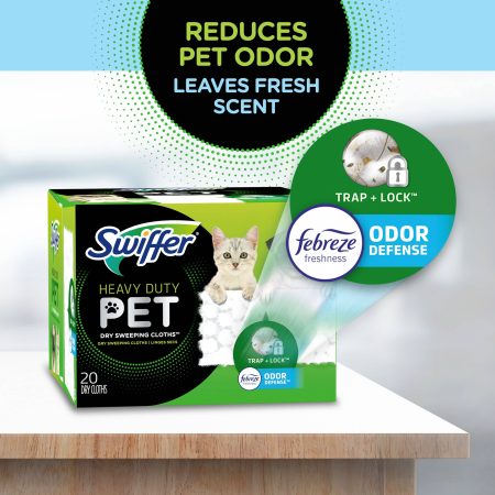 Swiffer Sweeper Pet Heavy Duty Dry Multi-Surface Cloth Refills, Febreze Freshness, 20 count