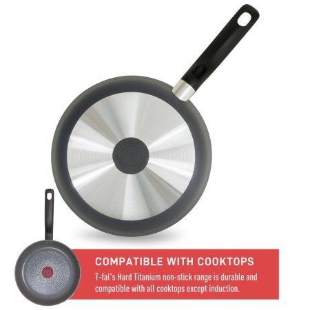 T-fal Hard Titanium Frying Pan Non-Stick, Dishwasher & Oven Safe, Black