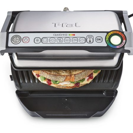 T-Fal OptiGrill Indoor Countertop Electric Smart Grill with 6 Cooking Programs, Automatic Sensor Cooking